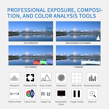 FEELWORLD Video Camera Monitor 6 Inch Touch Screen DSLR HDMI Field Monitor with F750 Battery 4400mAh + Bag IPS FHD1920x1080 4K HDMI Input Output 5 V Type c Input F5PROV4
