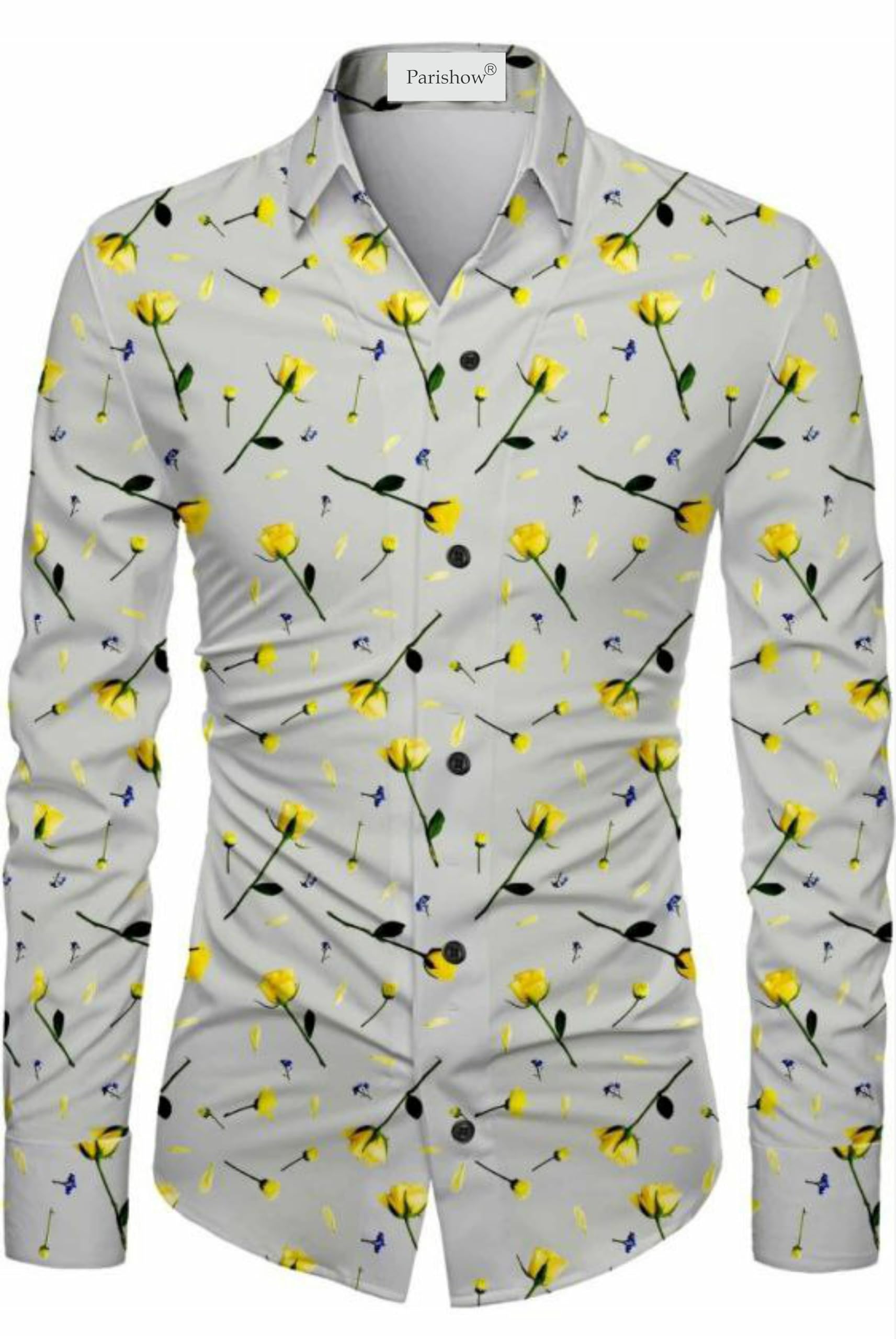 Polycotton Printed Shirt Fabric (Unstitched) PJE-Ushirt Flower Yellow-1-picture-48
