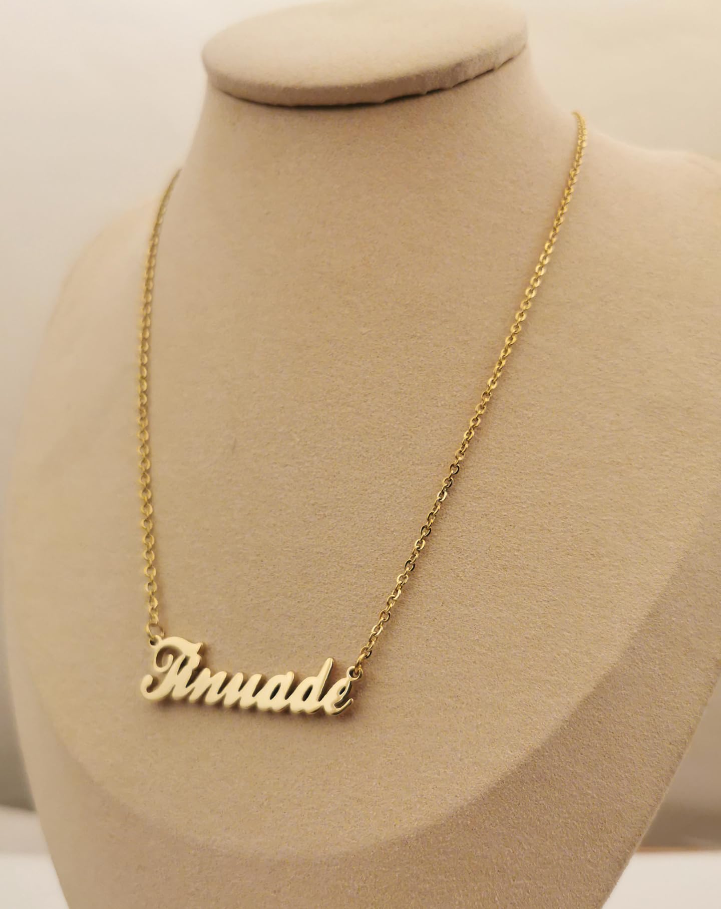 Dancing Wolf 18k Gold Plated Jay Name Necklace Stainless Steel Nameplate Necklaces Jewelry for Womens Moms