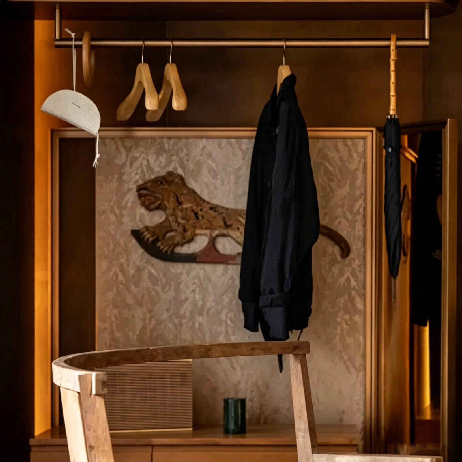 Wardrobe Rail Gold Closet Rod Hanger Organizer, Ceiling/wall Mount Wardrobe Rail for Clothing Store, Cuttable Silent Closet Bar Holders, Hanging Valet Pole Bar(115cm (45 1/4 in))