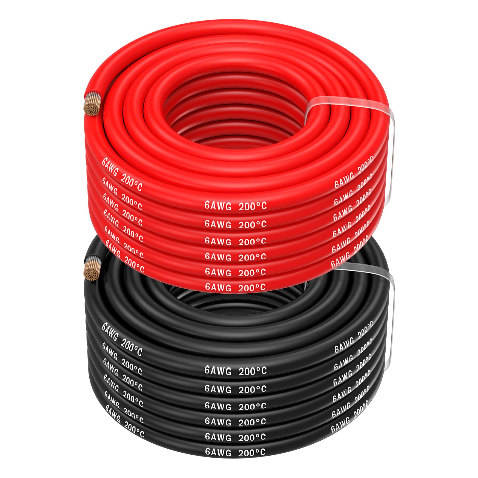 6 Gauge Wire by MMOBIEL – 6 AWG Silicone Cable, 2 x 32.8FT (1 Red & 1 Black) Tinned Copper Oxygen Free Battery Wire, Flexible High Temp Electrical