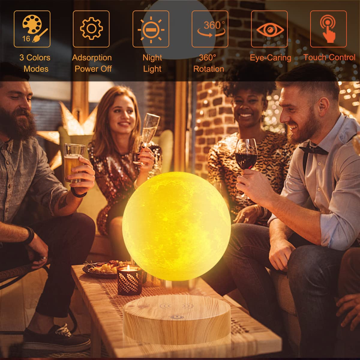 Lampada lunare a levitazione, luce lunare 3D galleggiante a LED luna a levitazione magnetica luci notturne per la decorazione dell'ufficio in camera regali fantastici (3 Colori)