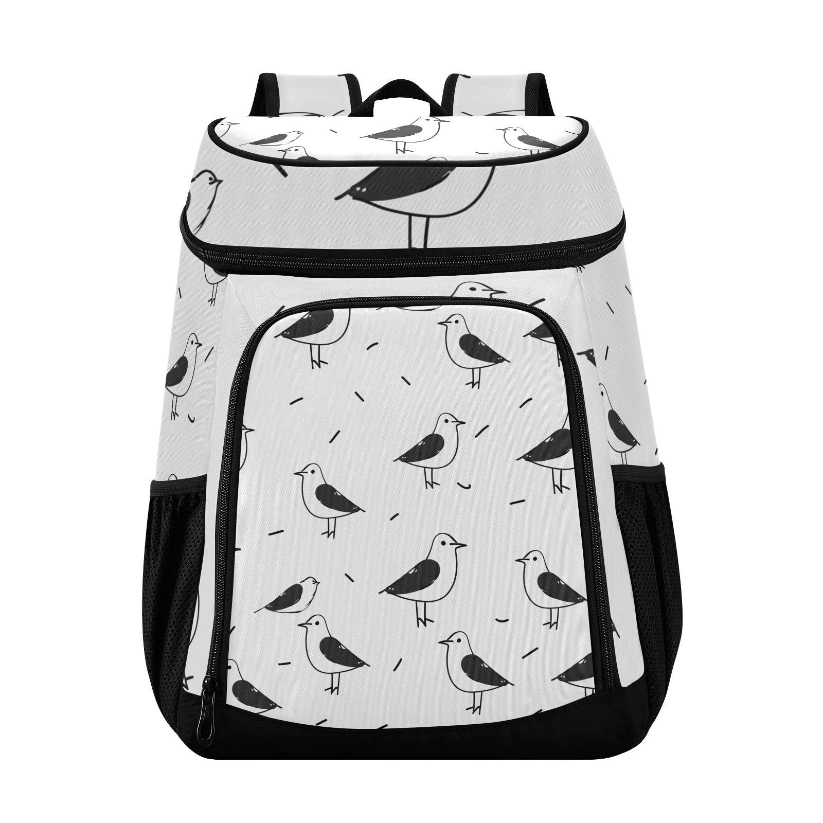 Artistic Line Cute Seagull Bird Cooler Backpack Cooler Insulated Leak Proof Lunch Backpack 36 Cans Waterproof Soft for Men Women Picnic Hiking Camping Beach
