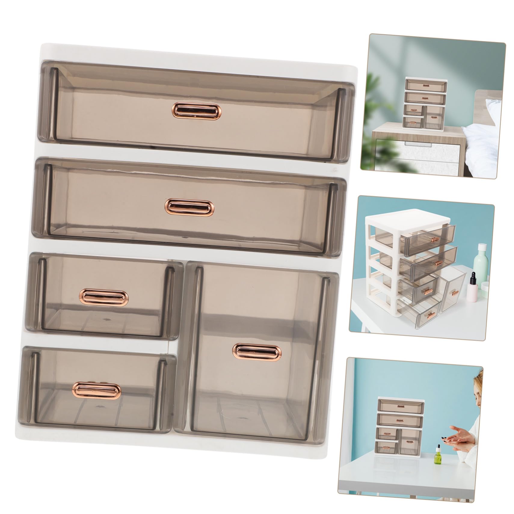 Veemoon Organizer da Scrivania con Cassetti in Plastica Trasparente Contenitore Multiuso per Trucco e Prodotti per Cura della Mobiletto Compatto per Casa e Ufficio Strati Medio