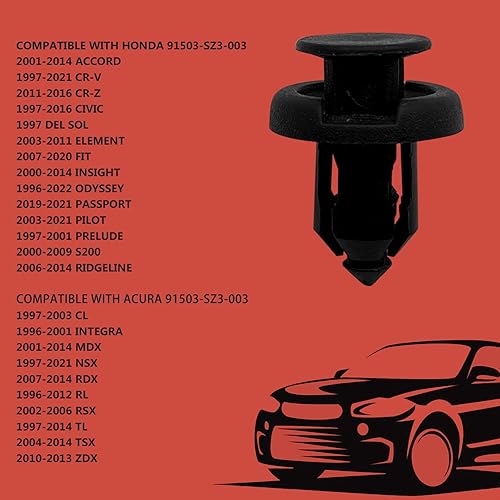 Miniatura 5 de 20 clips para guardabarros de parachoques, clip de revestimiento de guardabarros de 0.394 in compatible con Honda CR-V Accord Civic Acura