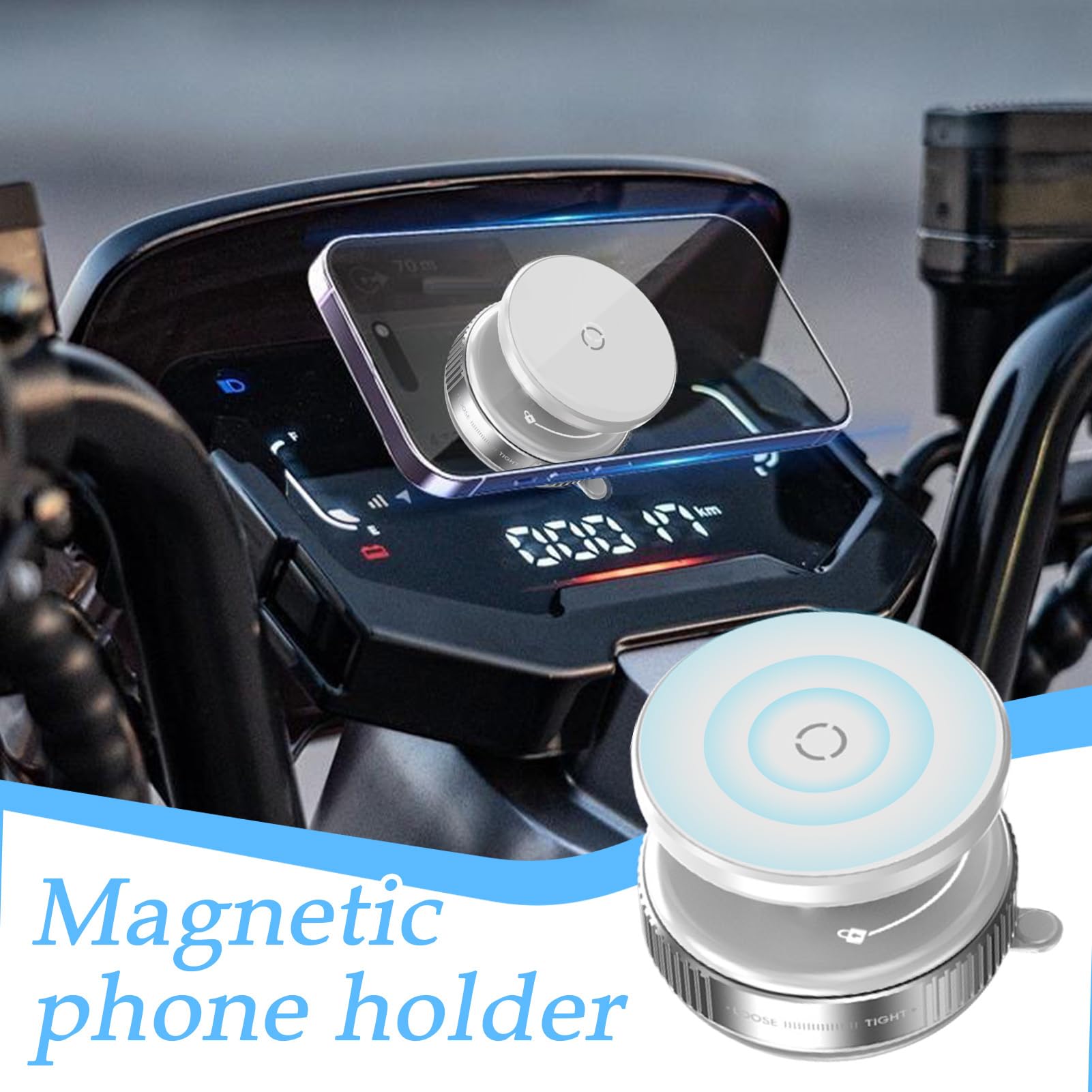 Supporto magnetico per telefono sottovuoto, supporto magnetico | supporto girevole a 360 gradi, interni auto, supporto base a per cruscotto, design compatto nero