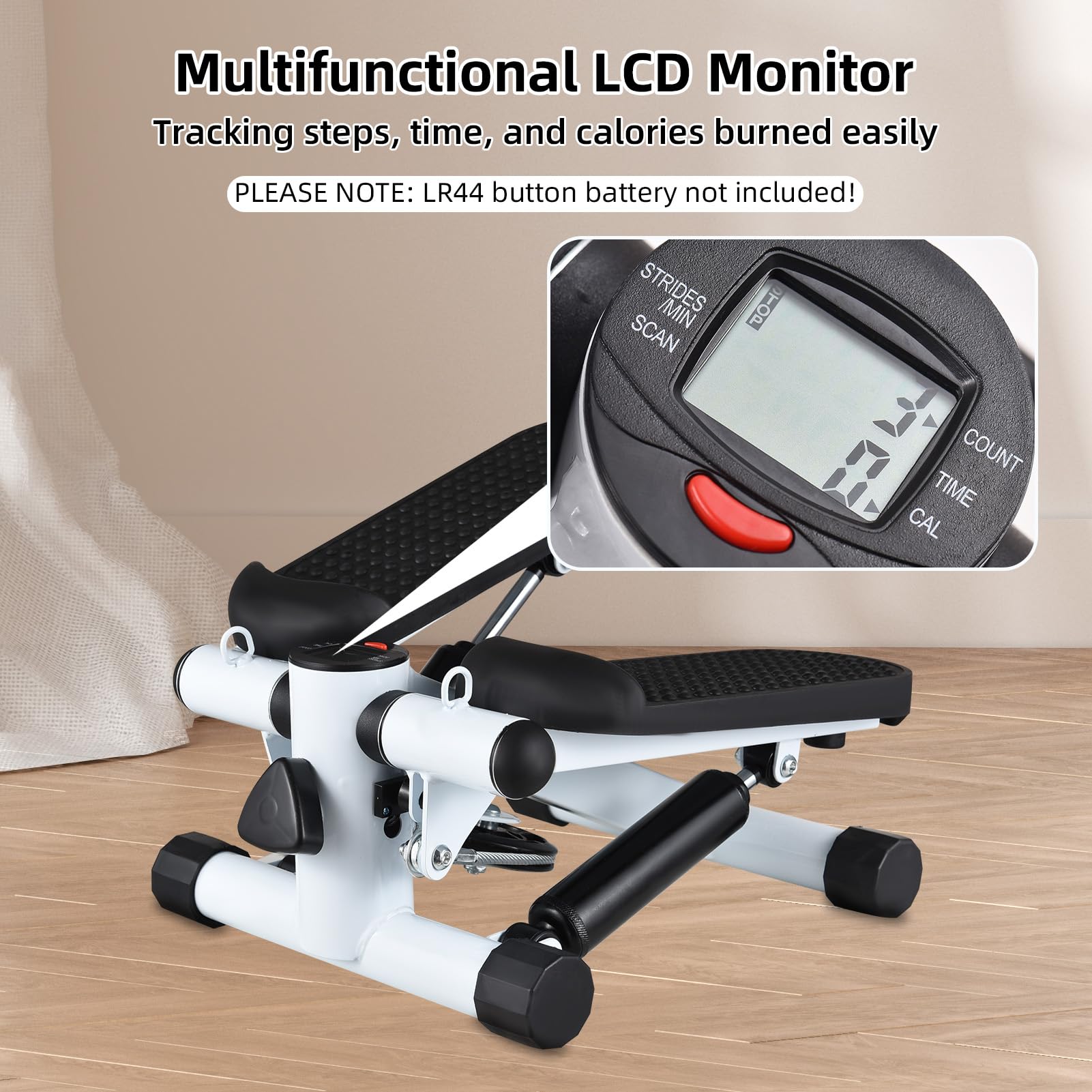 Steppers pour l'exercice à la maison, hauteur réglable avec bandes de résistance, marche d'escalier avec capacité de charge de 158,8 kg, stepper