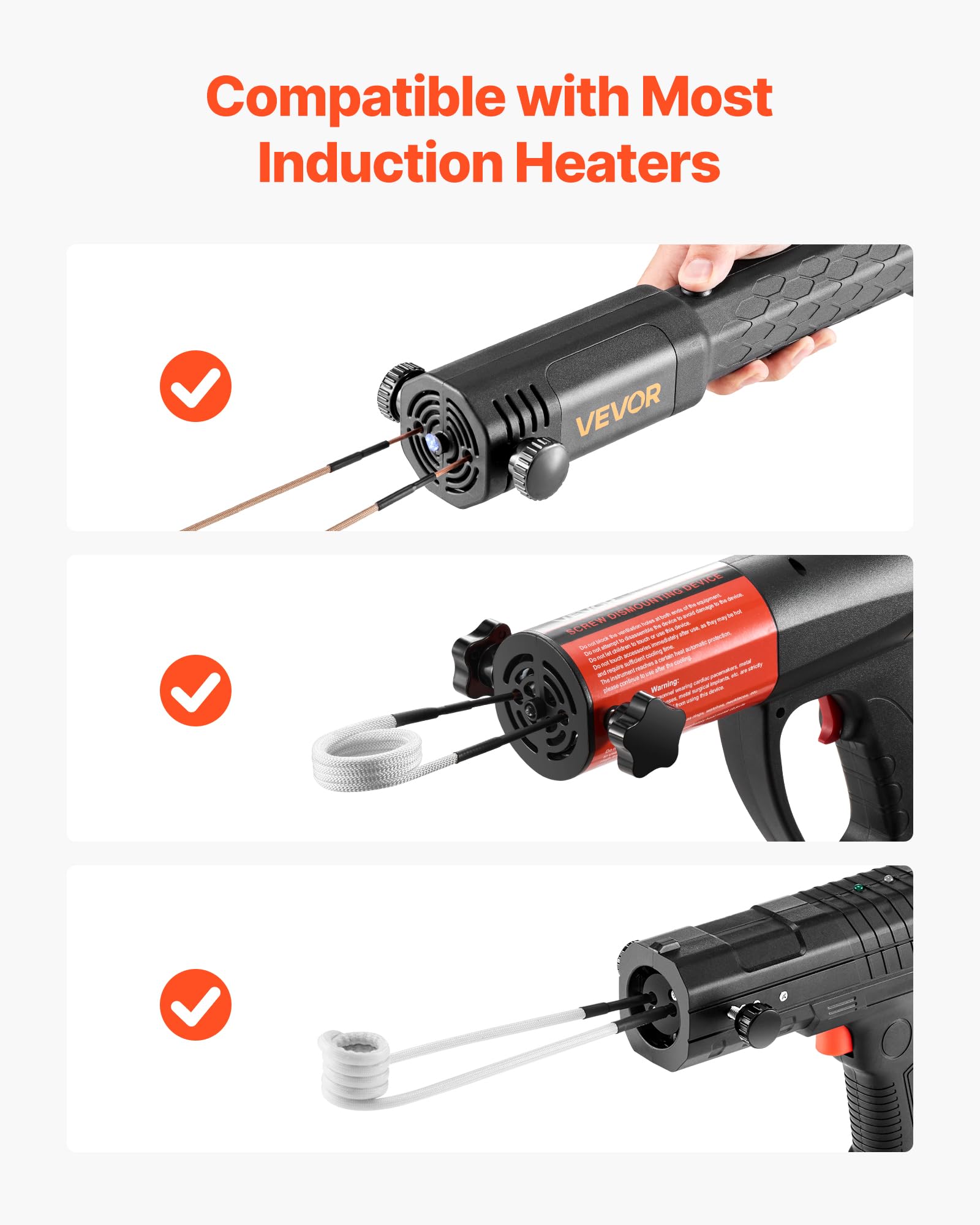 VEVOR Bobines de Chauffage par Induction Magnétique 10PCs, 8 Bobines avec 1 en U et 1 à Formage Libre, Accessoires de Chauffage à Induction pour Retirer les Boulons et Écrous Rouillés, Entretien