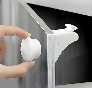 Cerraduras magnéticas de seguridad para armarios y cajones de cocina a prueba de bebés para niños, fácil de instalar, color blanco, cerradura de seguridad infantil (8 cerraduras + 2 llaves)