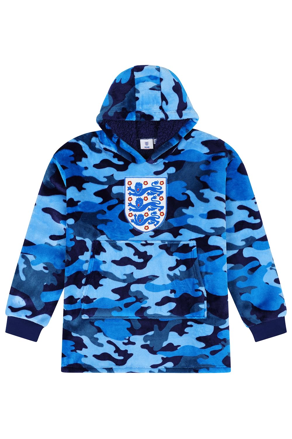 England Football Team Boys Girls Camouflage Fully Lined Luxury Fleece Hoodie, Oversized Kids Fleece Blanket Hoody