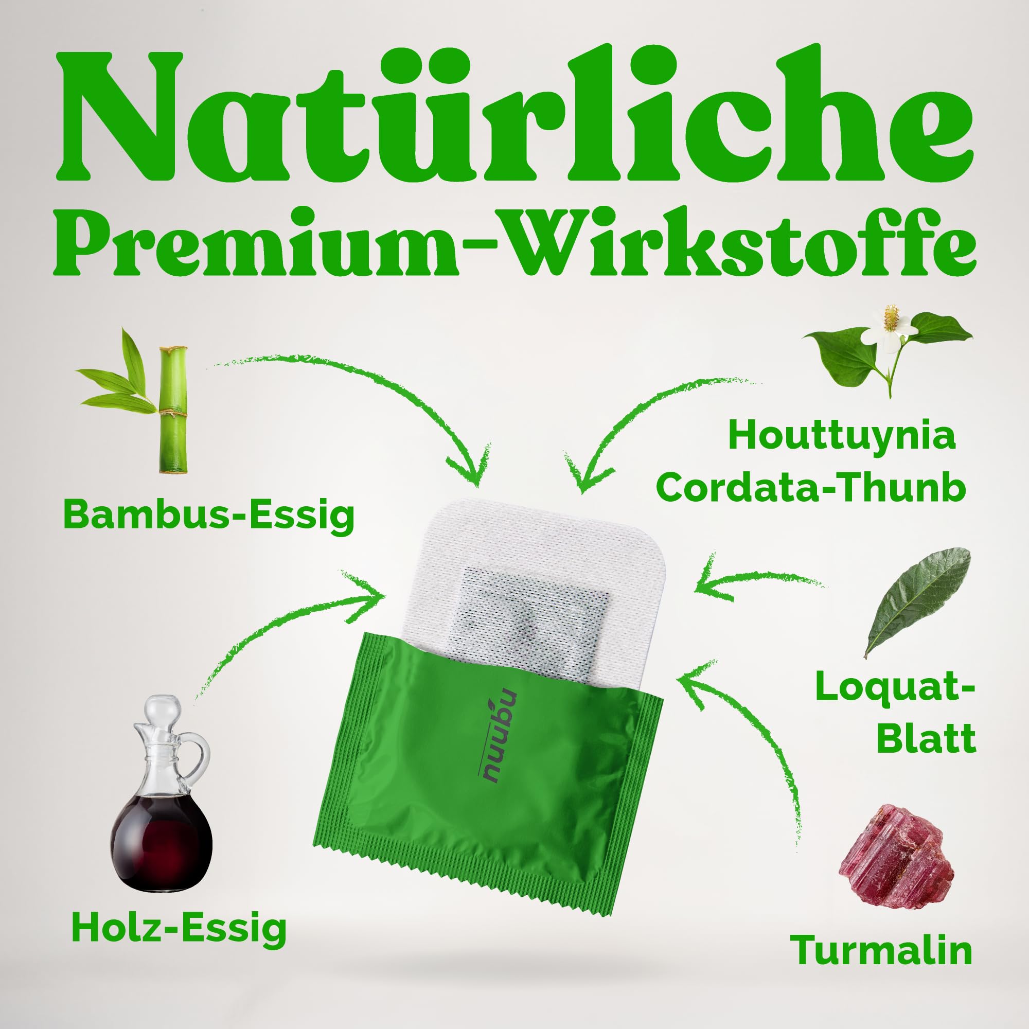 Nuubu Fußpflaster (30 Pflaster), natürliche Fußpads mit Bambusessig und Turmalin