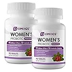 OMOGS 2PCS Women\'s Probiotic, with Cranberry Extract, Organic Prebiotics & Vitamin C, 90 Billion CFUs,18 Strains, Help for Boost Immune, Digestive, Gut Health & Women\'s Health,180 Tablets