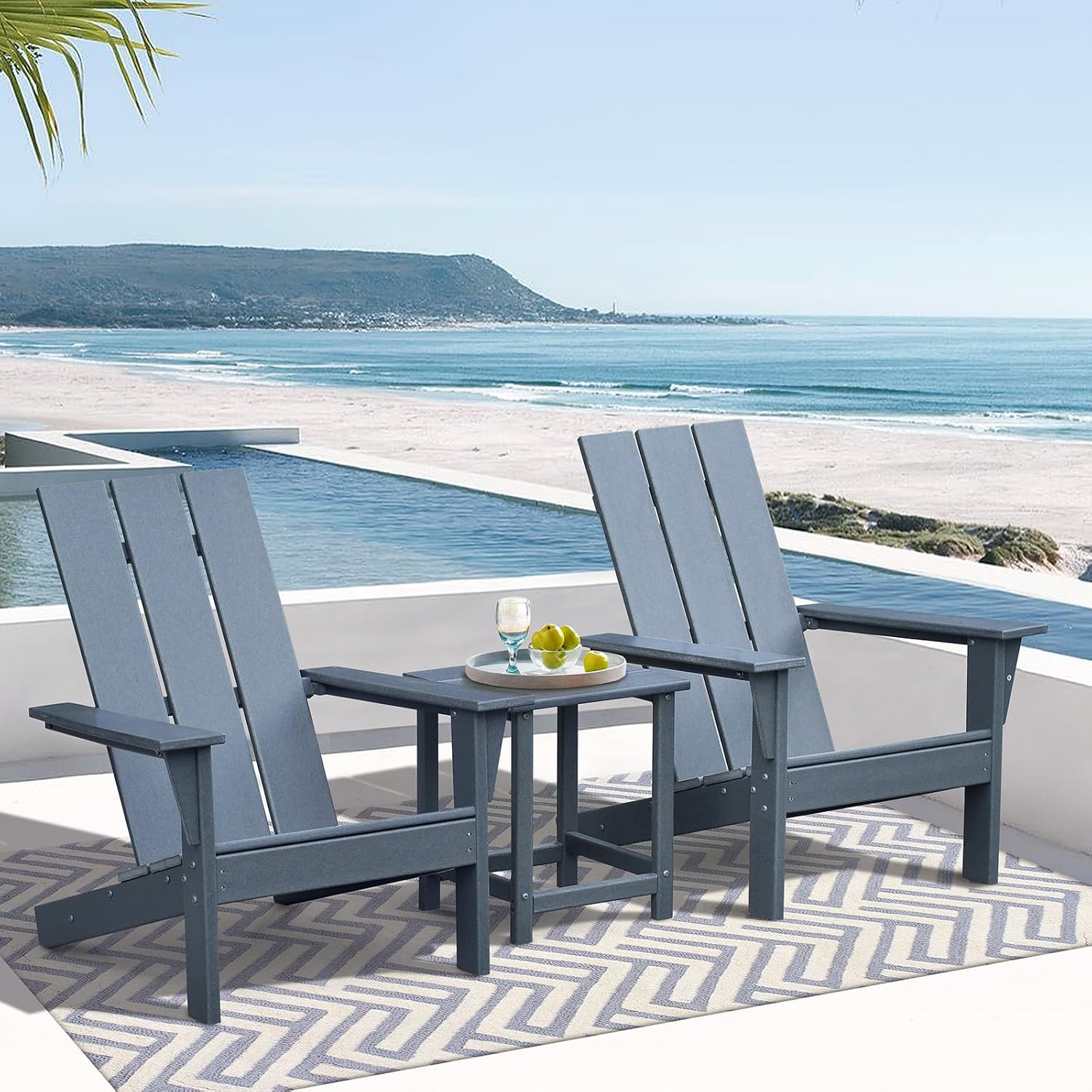 Amazon.com: Skypatio Adirondack Chair Set of 2 with Side Table, All ...