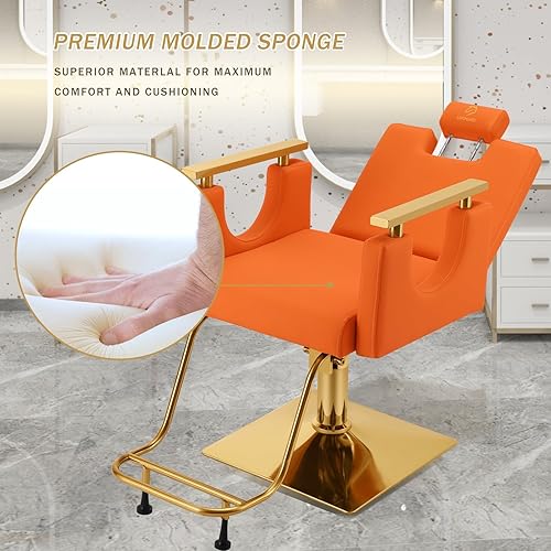 Miniatura 33 de Silla de peluquería resistente, silla reclinable giratoria de 360° para estilista, silla de peluquería hidráulica ajustable en altura con reposapiés