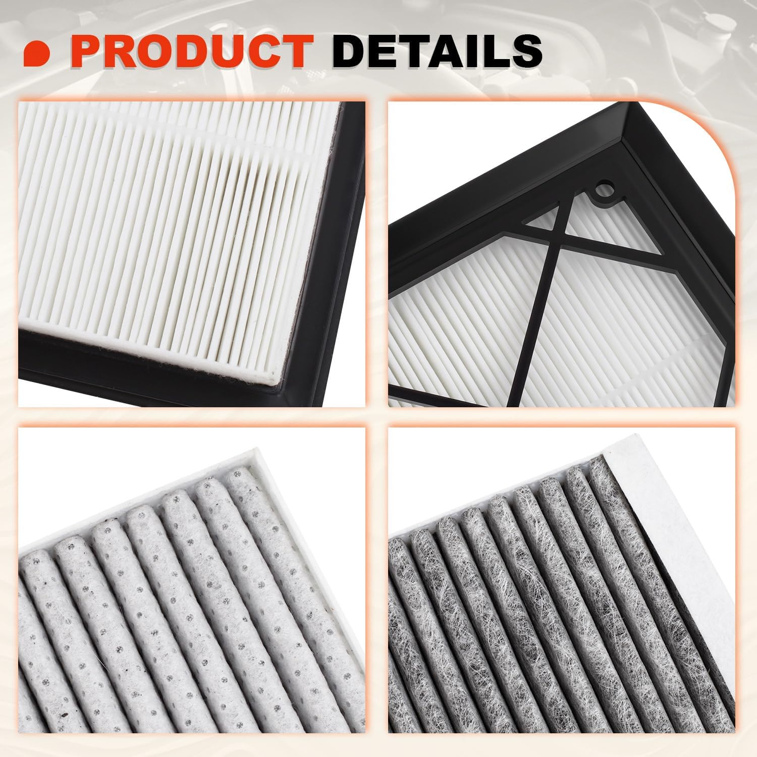 Model Y Upgraded 6-Pack HEPA Air Intake Filter & Activated Carbon Cabin Air Filter Kit Compatible with 2020-2025 Model Y Juniper Refresh Accessories (Premium/Performance), Replaces # 165837500A