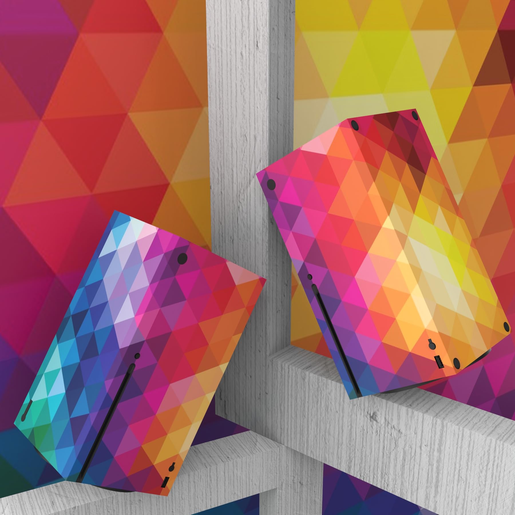 PlayVital Skin für Xbox Series X, Aufkleber Stickers Vinyl-Skins Schutzfolie Design Folie Zubehör für Xbox Series X Konsole Controller-Buntes Dreieck - 5