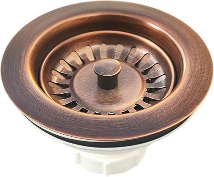 CT Copper Tailor 3-1/2" Copper Basket Strainer with Drain Stopper, US Standard Kitchen Sink Drain Replacement