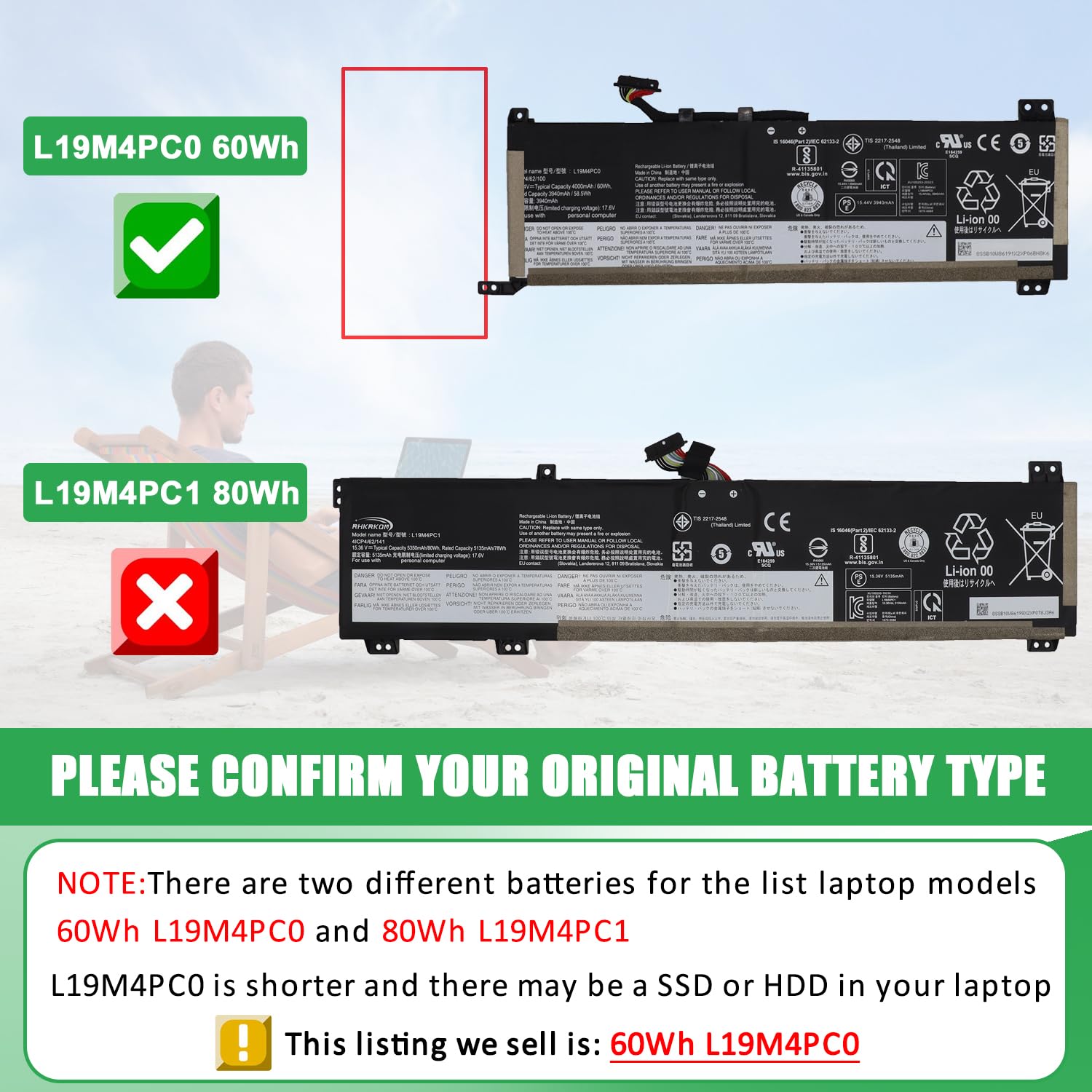 Batteria Lenovo Originale L19C4PC3 L19M4PC3 71Wh Per Legion 7 E Y9000X