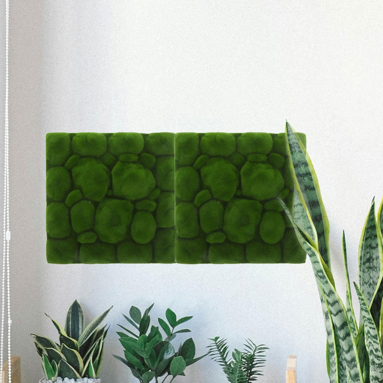 KüNstliches Moos Zum Dekorieren 2 StüCk Beflocktes Pseudomoos 12X12 Zoll NatüRliche Optik FüR Wanddeko Hochzeit DIY Zimmer Aesthetic GrüN Epe Schaum Seidenbaumwolle