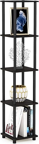 Miniatura 17 de Furinno Turn-N-Tube - Estantes de almacenamiento, estante cuadrado de libros de 5 niveles, estante esquinero, estantes abiertos sin herramientas,