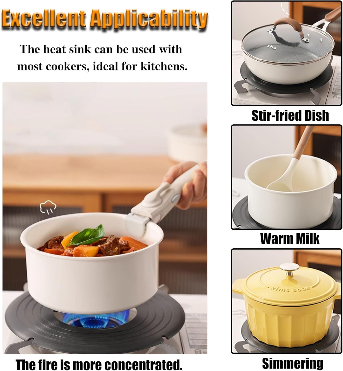 Heat Diffuser for Gas Stove Simmer Ring Stovetop Heat Diffuser for Gas Stoves BBQ, Electric Stove Flame Diffuser for Gas Range Cookware, Frozen Meat Defrosting Round Tray (Color : Rounded 1)