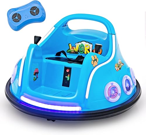 HONEY JOY Coche parachoques para niños pequeños de 12 V, funciona con batería, joysticks duales, luz LED intermitente y música, vehículos eléctricos