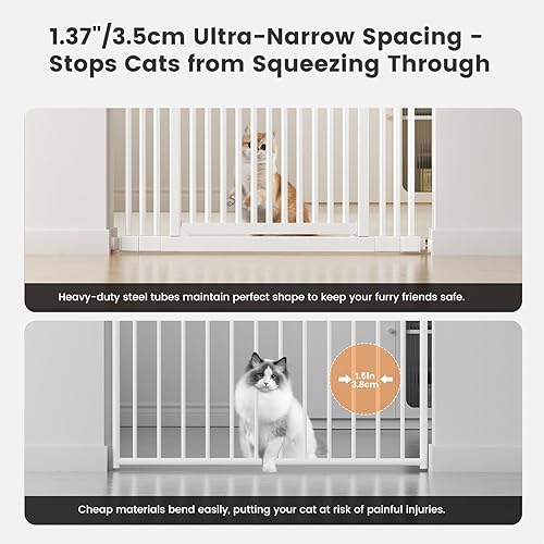 Gardner Pet 51"-87" Extra Tall Cat Gate for Doorway — side view showing full product dimensions