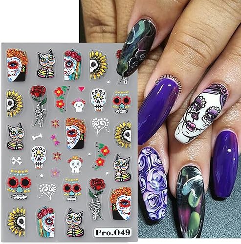 Miniatura 2 de 6 hojas de calcomanías de uñas de Halloween de dibujos animados fantasma, calabaza para mujeres, calcomanías de uñas de Halloween, calcomanías de