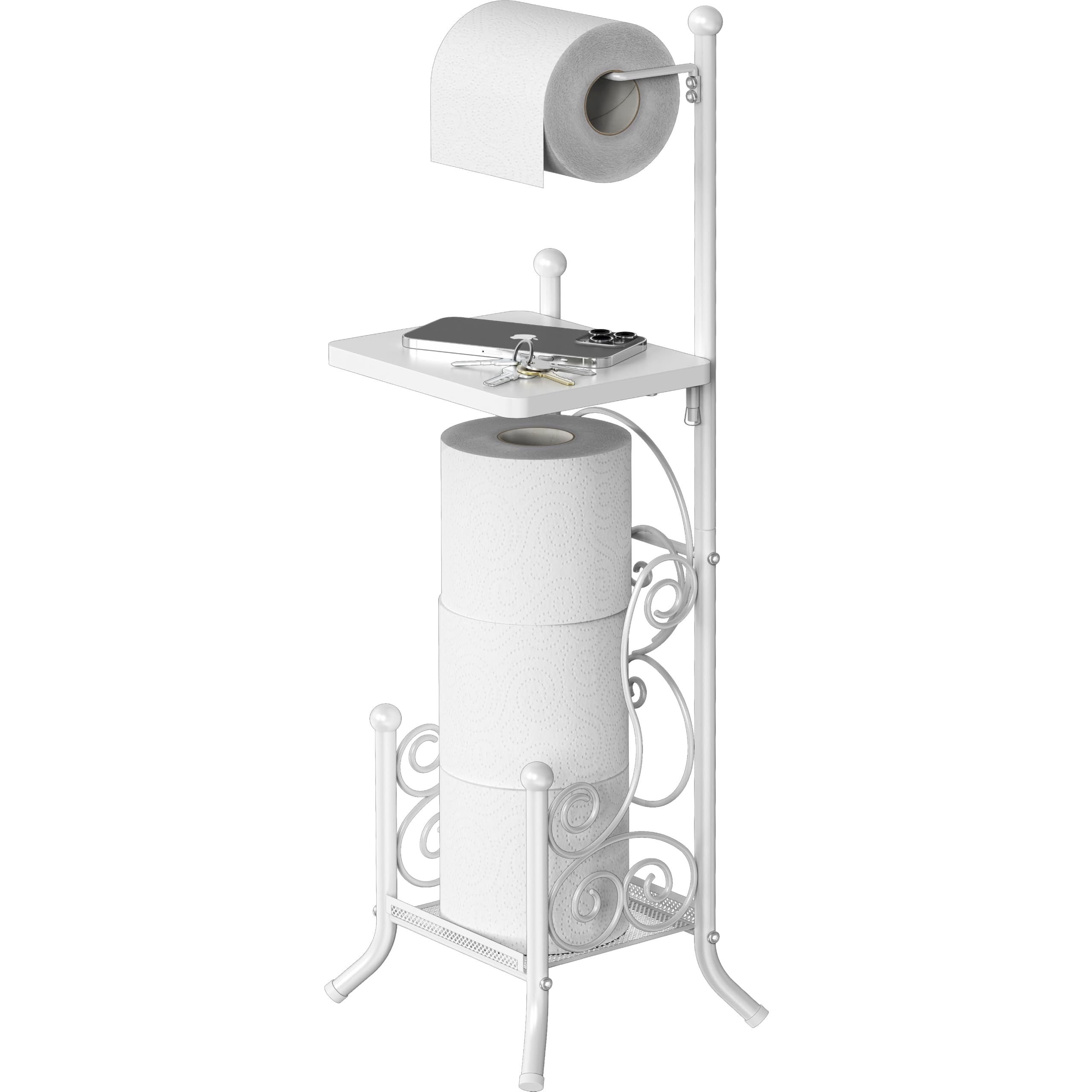 Simple Houseware English Style Toilet Paper Stand Holder w/Woodtop, Bronze — Amazon image 10