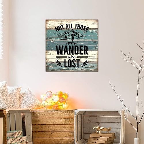 Miniatura 5 de Letrero de madera de 12 x 12 pulgadas, cita motivacional de Not All Those Who Wander Are Lost, citas bíblicas rústicas de madera para colgar en la