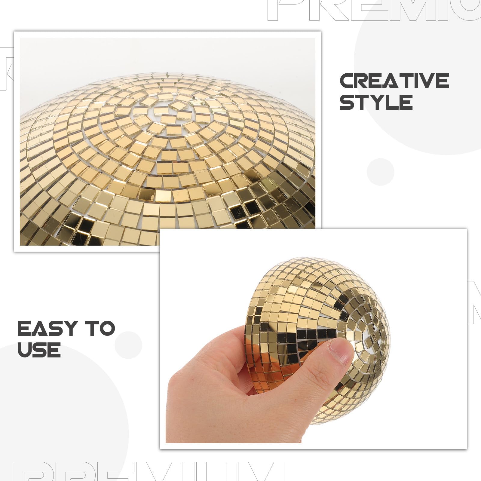 Beaupretty 3 Stück Goldene Spiegelkugel Halbkugel aus Glas mit Reflektierender Oberfläche und Einfacher Montage für Festival Disco Ball Akzente und Hochzeitsdekoration im Modernen Stil