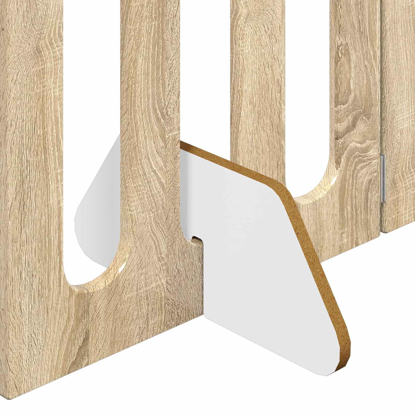 Recinzione pieghevole per animali domestici, in legno di rovere Sonoma, 201 x 38 x 70 cm, griglia pieghevole in 4 pezzi, per interni, barriera flessibile, protezione e separazione sicura