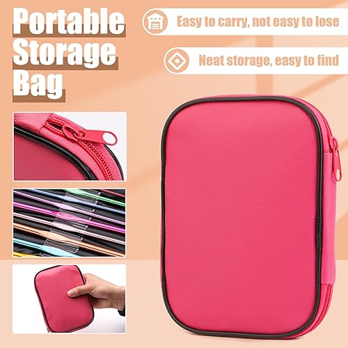 Miniatura 5 de Kit de 96 ganchos de ganchillo, juego de agujas de ganchillo con bolsa de almacenamiento, ganchos de ganchillo de aluminio con marcadores de puntada