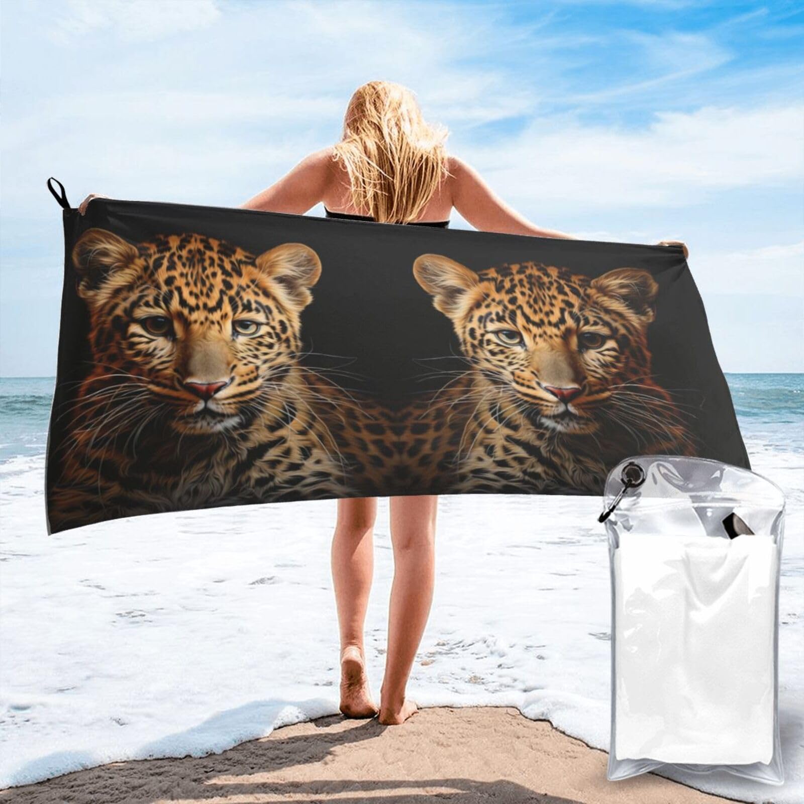 WYCZHY Leopard Print Print Beach Towel Soft Quick Dry For Spa Pool Gym Vacation Travelers Women Men Adults Sauna Gift