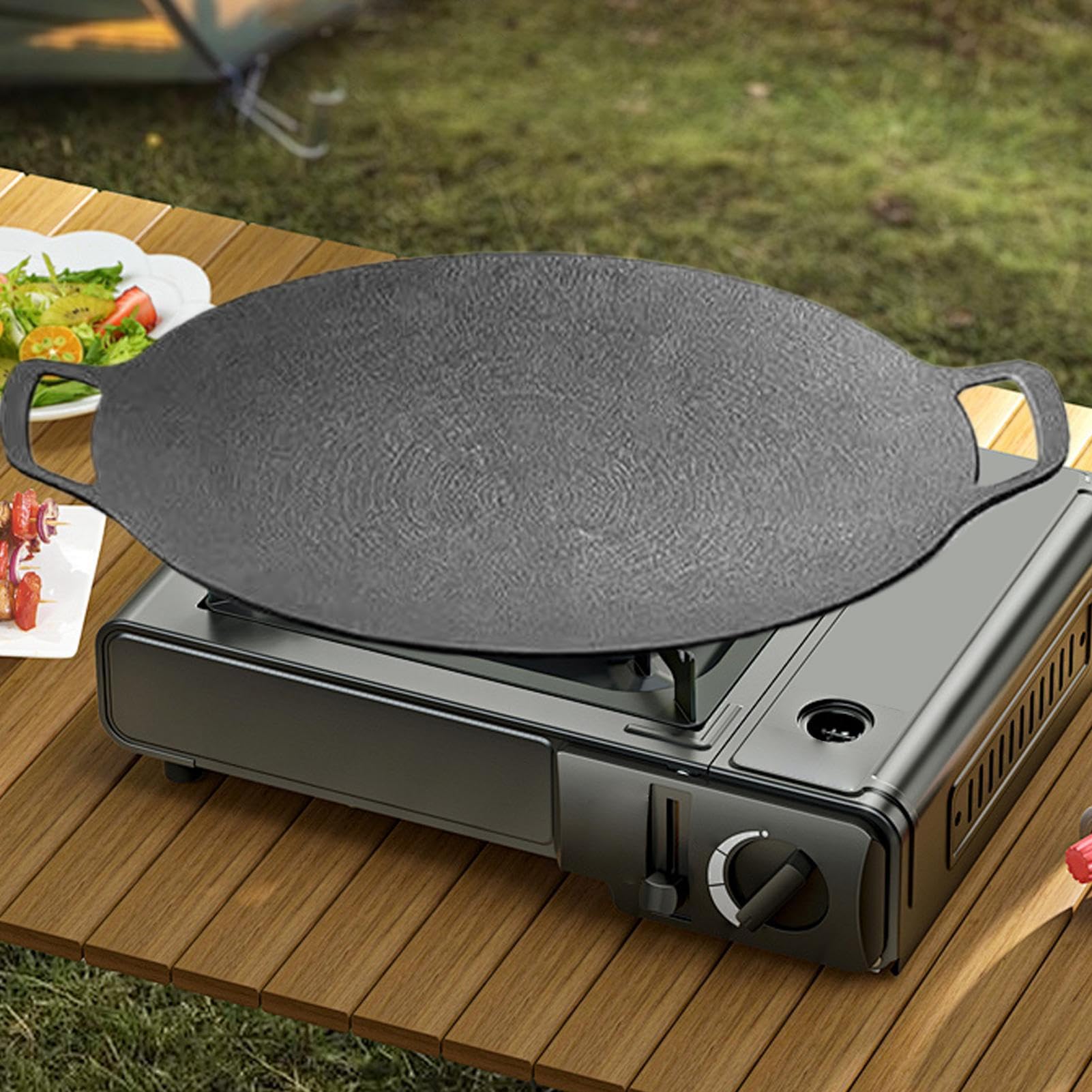 Sartén De Plancha Coreana Antiadherente,Plancha de Hierro Fundido para Cocina con Asas | Utensilios De Cocina Con Cepillo Guantes Y Pinzas,para Bistec Mariscos Verduras Tortitas Carnes Costillas
