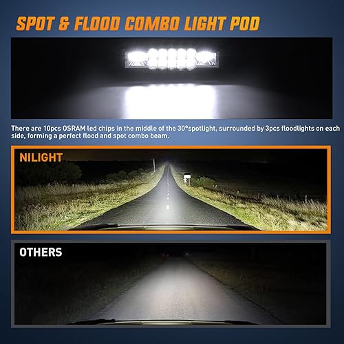 Miniatura 10 de Nilight Barra de luz LED marina, 2 unidades, 18 W, blanco, 150 , luces de inundación Ponton, barco, cubierta, muelle, luces IP67, impermeables, para