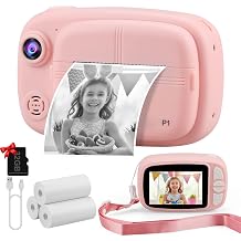 Instant Camera for Kids, 3.5 Inch Digital Print Camera Instant Kids Cameras 1080P Photo and Video Recording with 32GB SD Card, 4 Rolls Print Paper, for Age 3-14 Christmas Birthday Gifts Pink