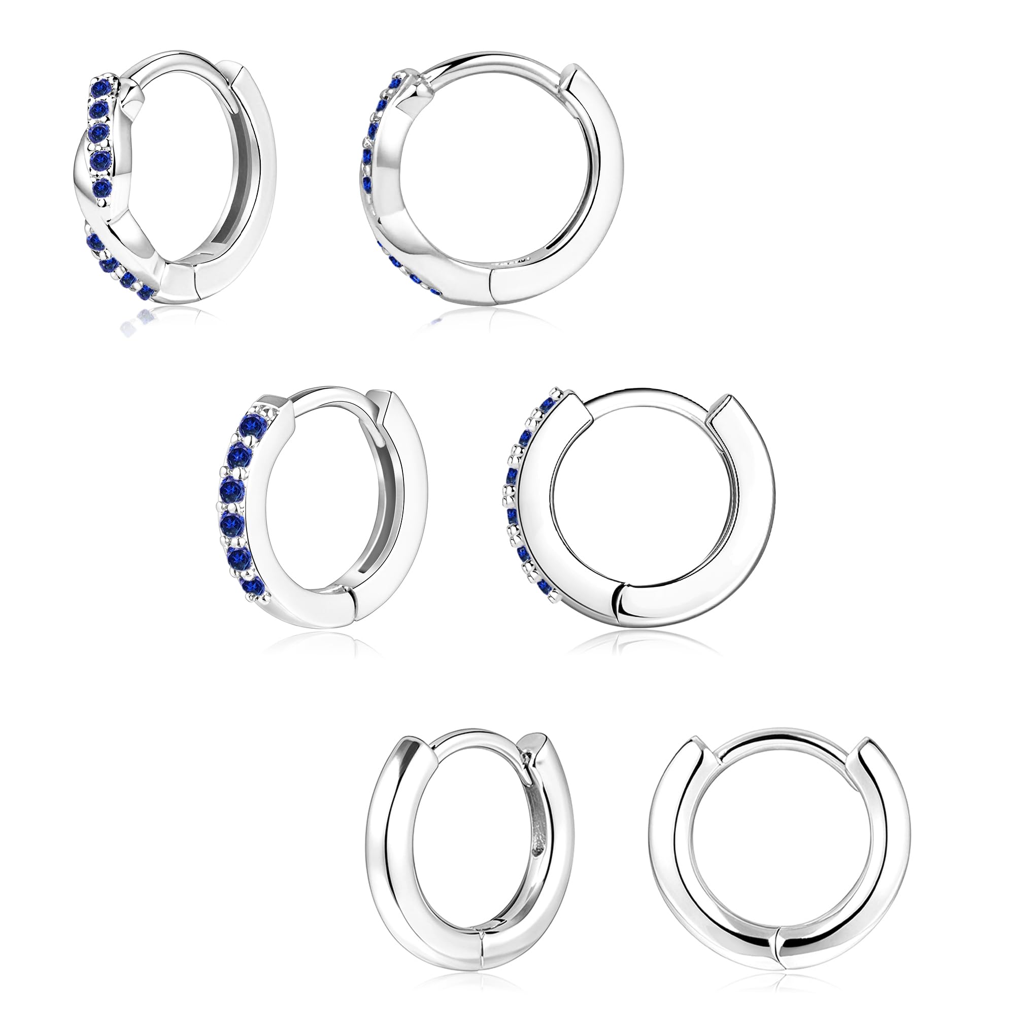 InerneyGold Huggie Hoop Earrings Set for Women, Dainty Small Sterling Silver Earring Stacks Hypoallergenic Jewelry for Multiple Piercings, Trendy Twisted Cute Cartilage Hoops Birthstone Gift 3 Pairs