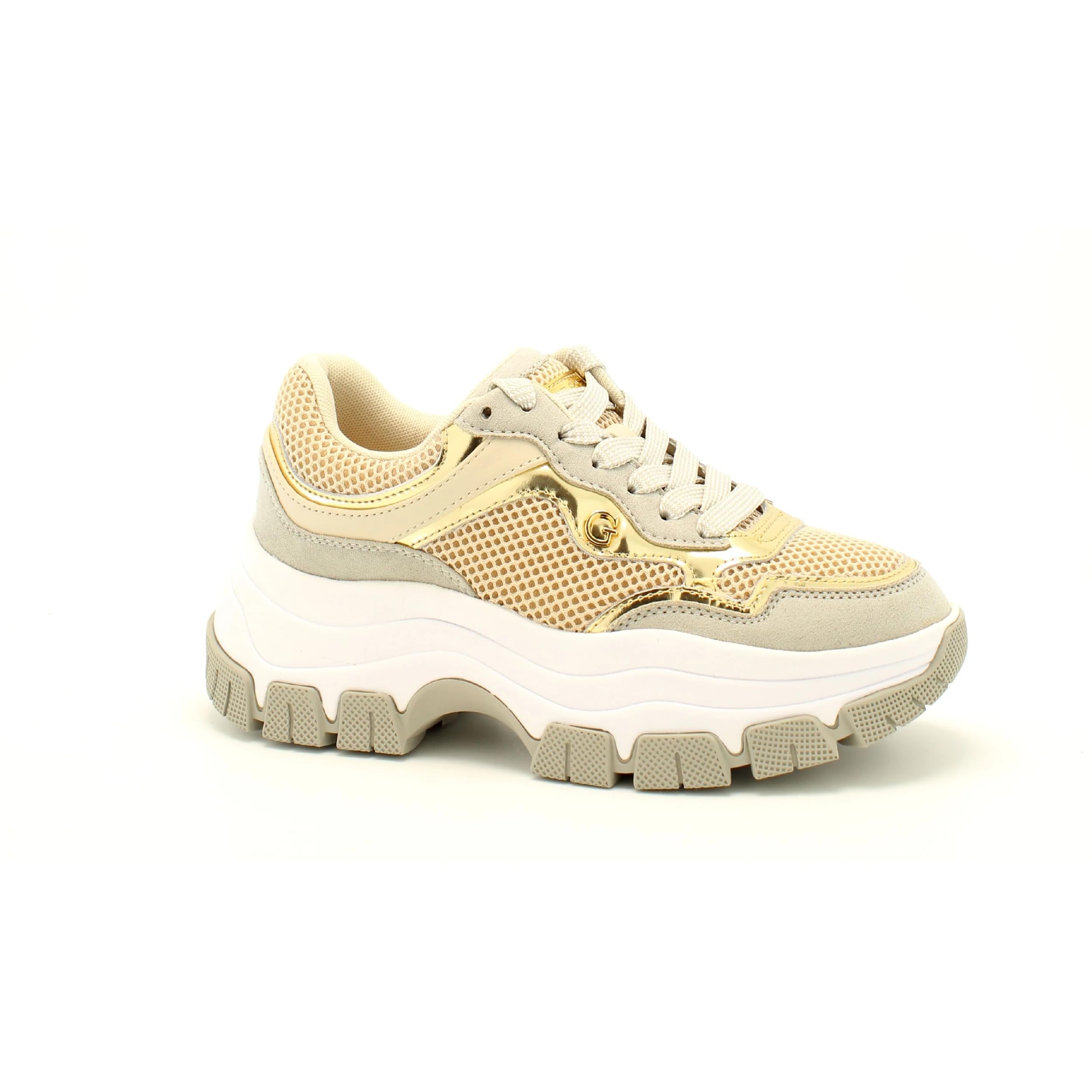 GUESS Zapatillas Arena Brecky con inserciones laminadas, beige, 38 EU