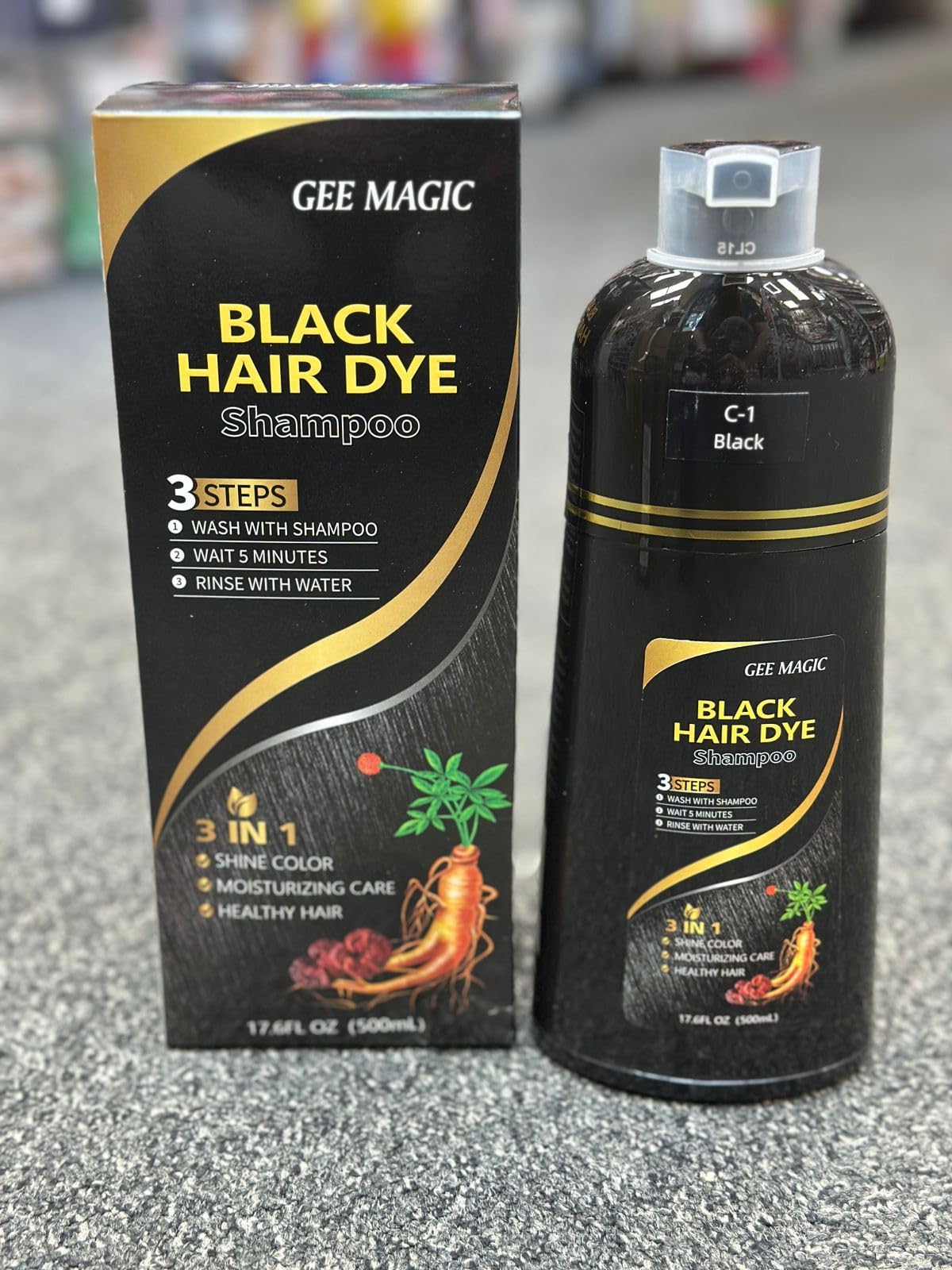 Gee Magic 3-in-1 Herbal Hair Dye Shampoo Beard for Color Treated