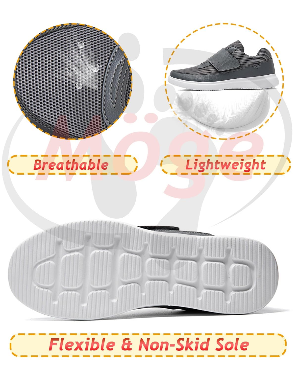 Zapatos para Pies Delicados Zapatos sin Cordones para Caminar para Mujer con Manos Libres Transpirable Ajustable para Edema Zapatos hinchados