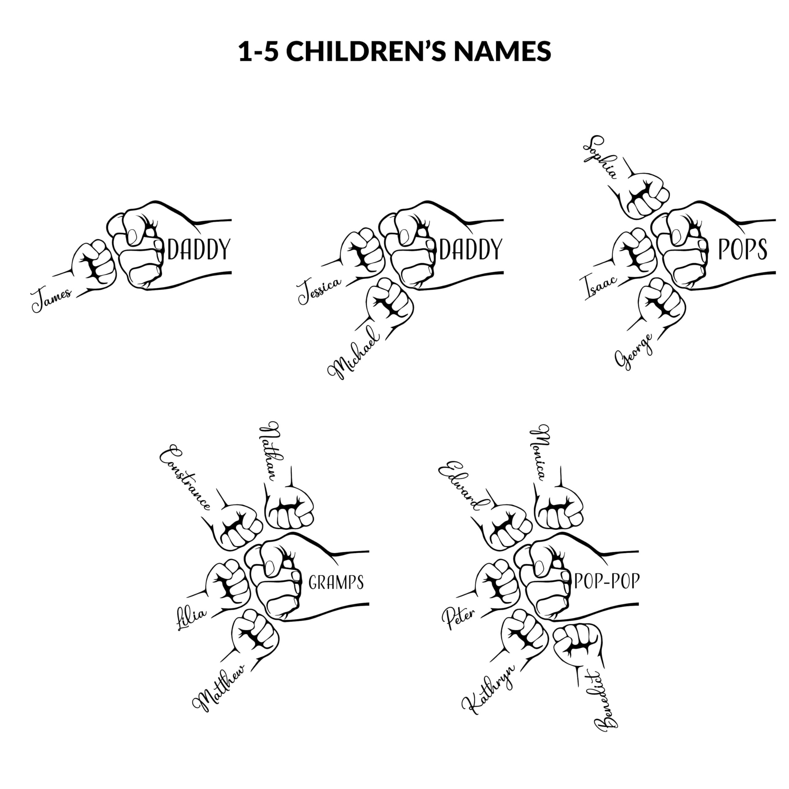 Personalized Whiskey Glass for Dad or Grandpa, Custom Fist Bump Design with 1–5 Kids' Names – 11 Oz Engraved Rocks Glass - Father’s Day Gift from Kids, Custom Gift for Pops, Papa