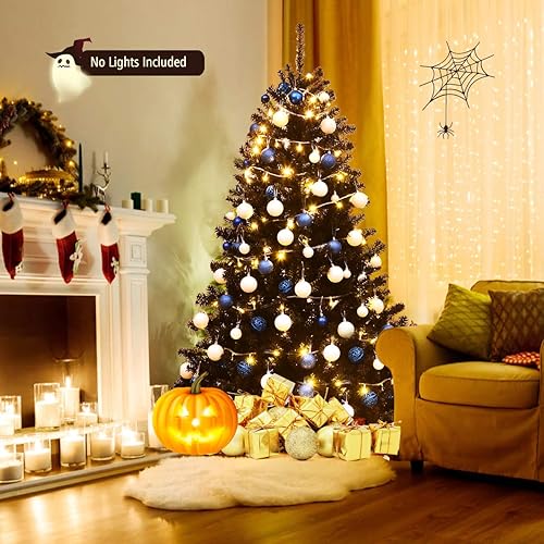 Miniatura 3 de BestComfort Árbol de Navidad artificial negro de 6 pies7.5 pies, árbol de Halloween sin iluminación con puntas de ramas 10361258 y soporte de metal,