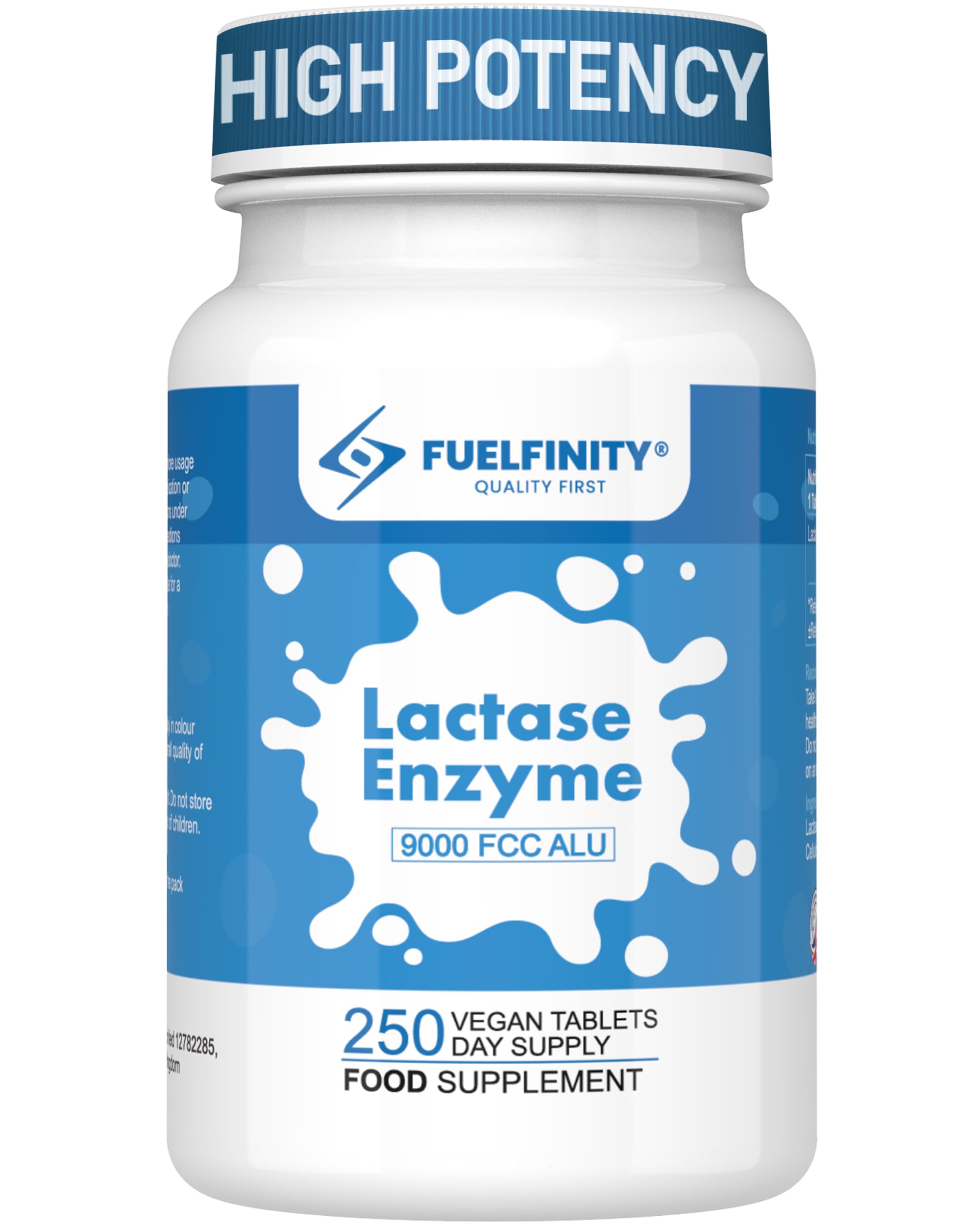 Efficient Lactase Tablets - 250 Days Supply - Lactose Intolerance Tablets 9000 FCC ALU High Strength - Aids in Lactose Digestion - FuelFinity® Excellent Manufacturing Standards (1 Pack)