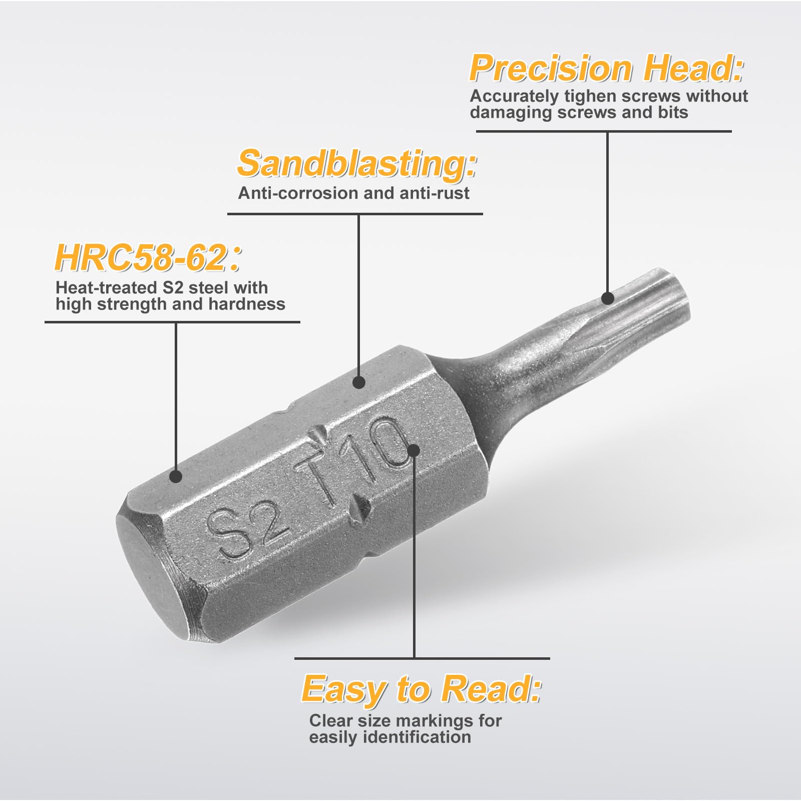 HARFINGTON T35 Torx-Bits, 5 Stück – 10 Mm Sechskant, Magnetisch, S2-Stahl – Für Schraubendreher & Bohrmaschinen