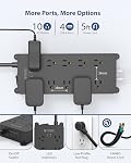 TROND Surge Protector Power Bar with 2 USB C, 4000 Joules, ETL Listed, 10 Widely Spaced Outlets, 5ft Flat Plug Extension Cord Indoor, Wall Mountable, Home Office Supplies Dorm Room Essentials