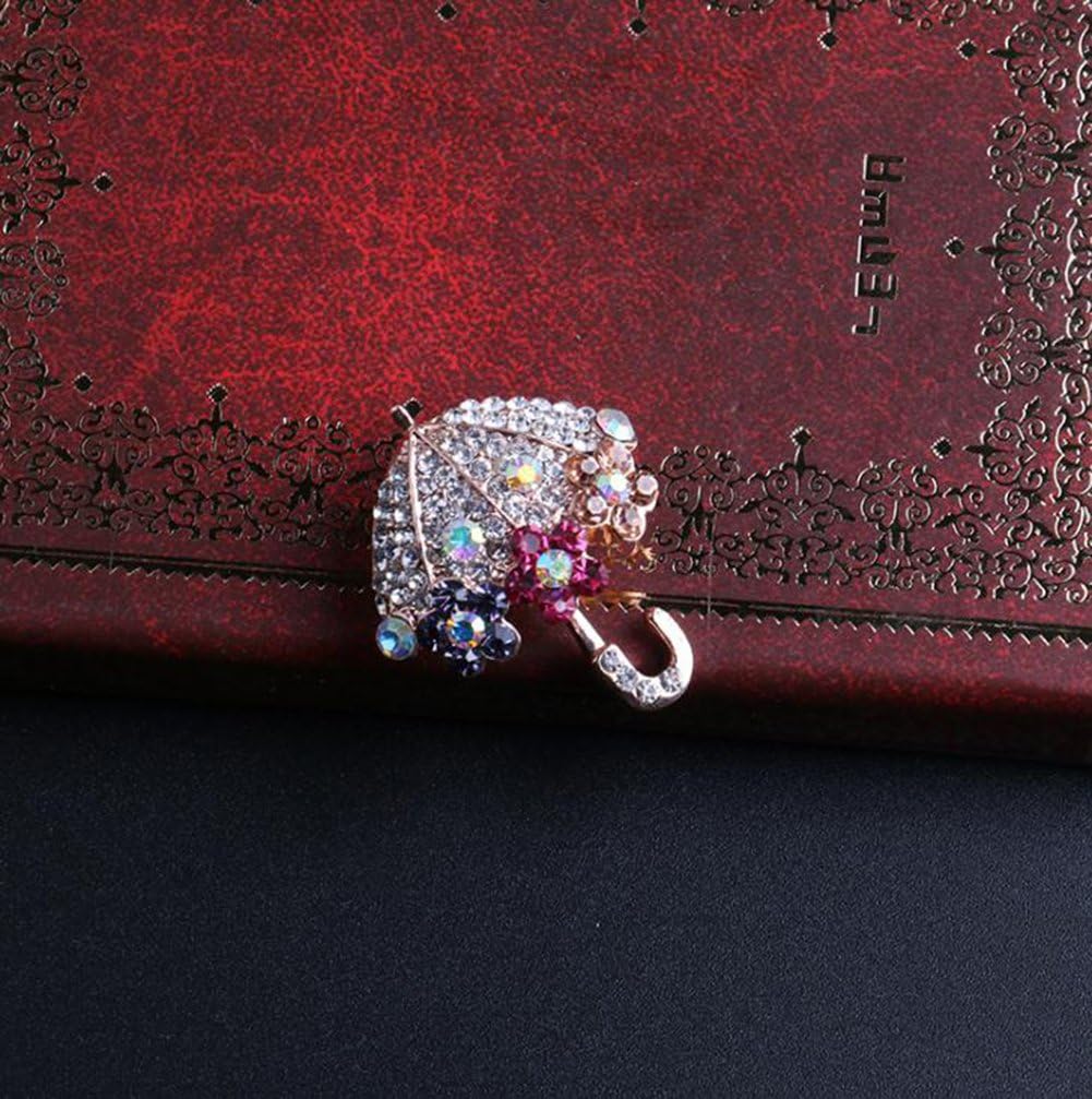 Comelyjewel Brooch Pin Elegant Umbrella Scarf Pin Rhinestones Breastpin for Wedding/Banquet/Bouquet