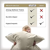 Vista 3 de AllerEase - Protector de almohada de algodón suave cultivado orgánicamente, con cremallera, diseño de defensa contra la alergia, estándar/Queen