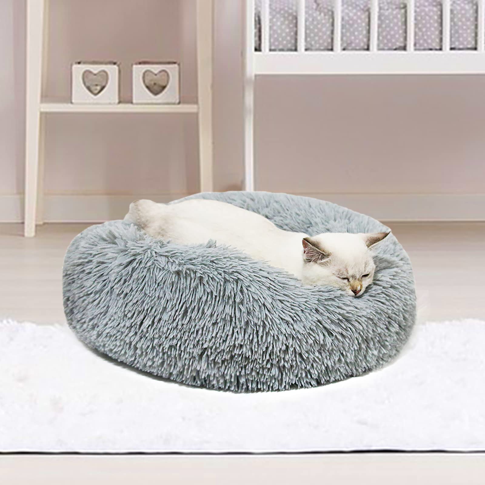 CUPETS Pet Bed Indoor Washable Grey Cat Bed Orthopedic Dog Bed with Waterproof Non-Slip Bottom and Soft Plush Bed for Small Dogs,Cats and Other Pets