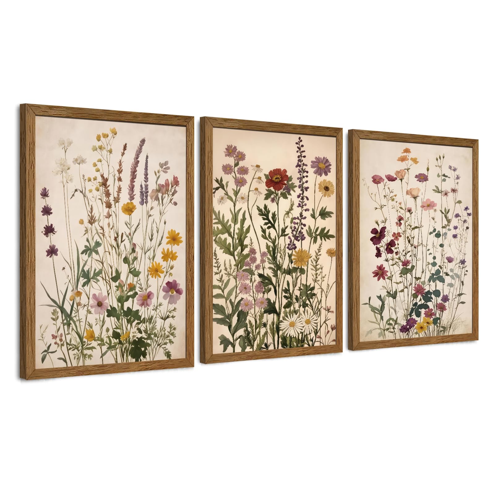 WRFON Botanical and Flower Canvas Wall Art Set of 3